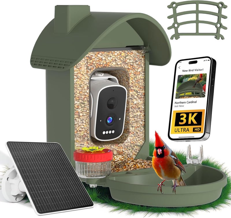 WAVEEME Bird Feeder with Camera, AI Identification, 3K Live View, 2.4G WiFi, Auto Record Videos, Instant Arrival Alerts, Backyard Birdwatching Gift for Birdlovers - Image 1